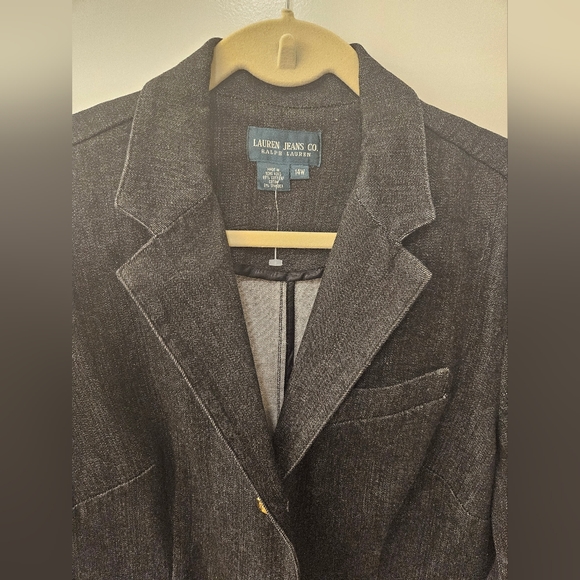 NWT - Lauren Jeans Co. Black Stretch Jeans Blazer - Size 14W - Picture 2 of 10